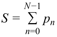 Somatória de n=0 até N maiúsculo menos 1 de p subscrito n