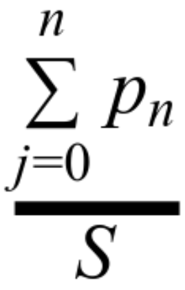 Somatória de j=0 até n de p subscrito n, tudo isso sobre S